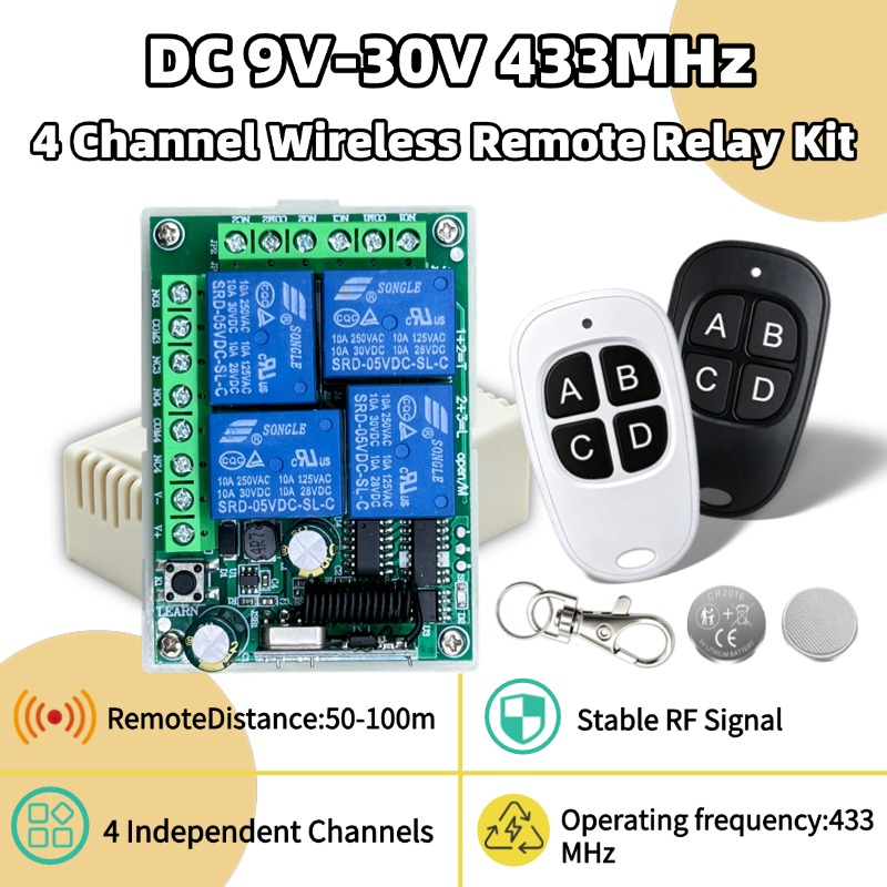 433MHz Universal Wireless Remo - Relay Module 4 Channel recension och pris