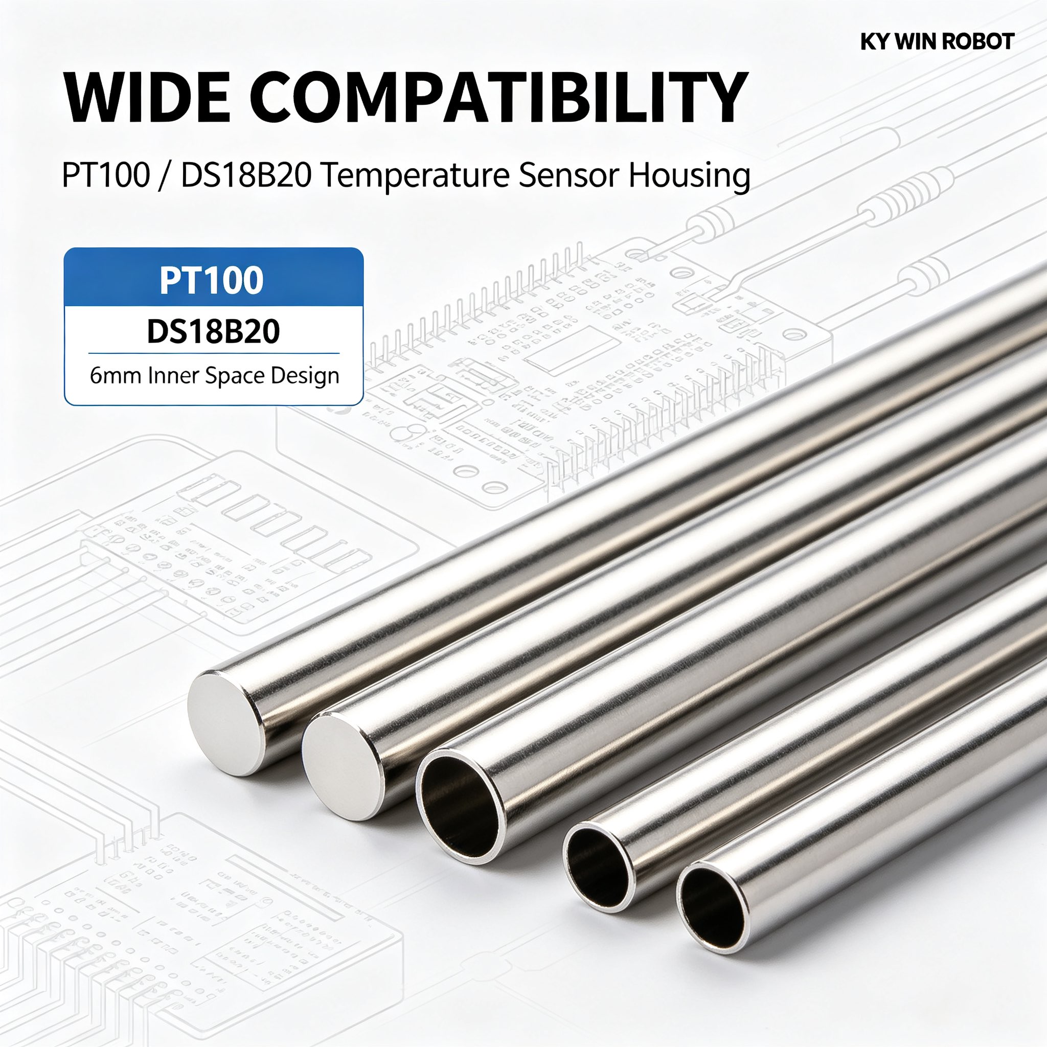 10Pcs 6*50mm Stainless Steel B - Ds18B20 recension och pris