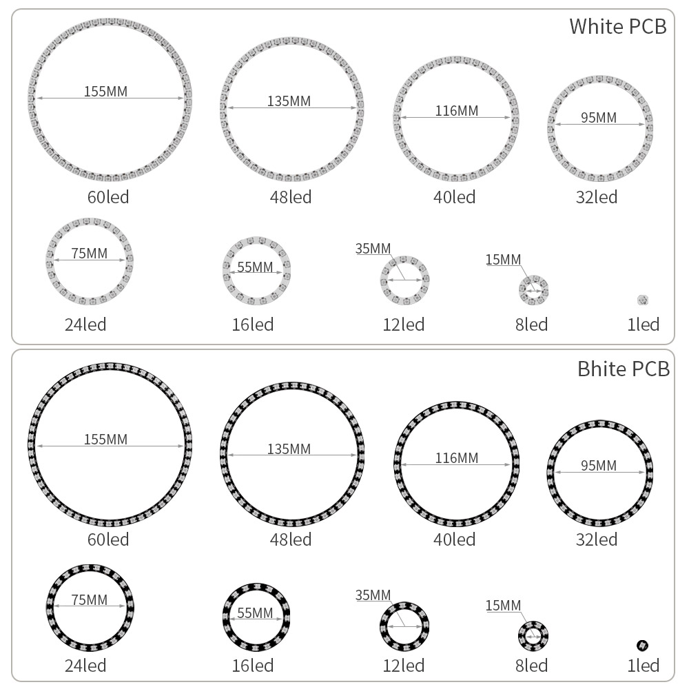 WS2812B RGBIC LED Ring Individ - Neopixel recension och pris