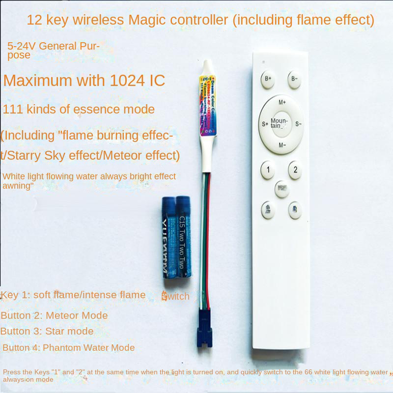 RF 12-key fantasy flame contro - Ws2812B Strip 5V recension och pris